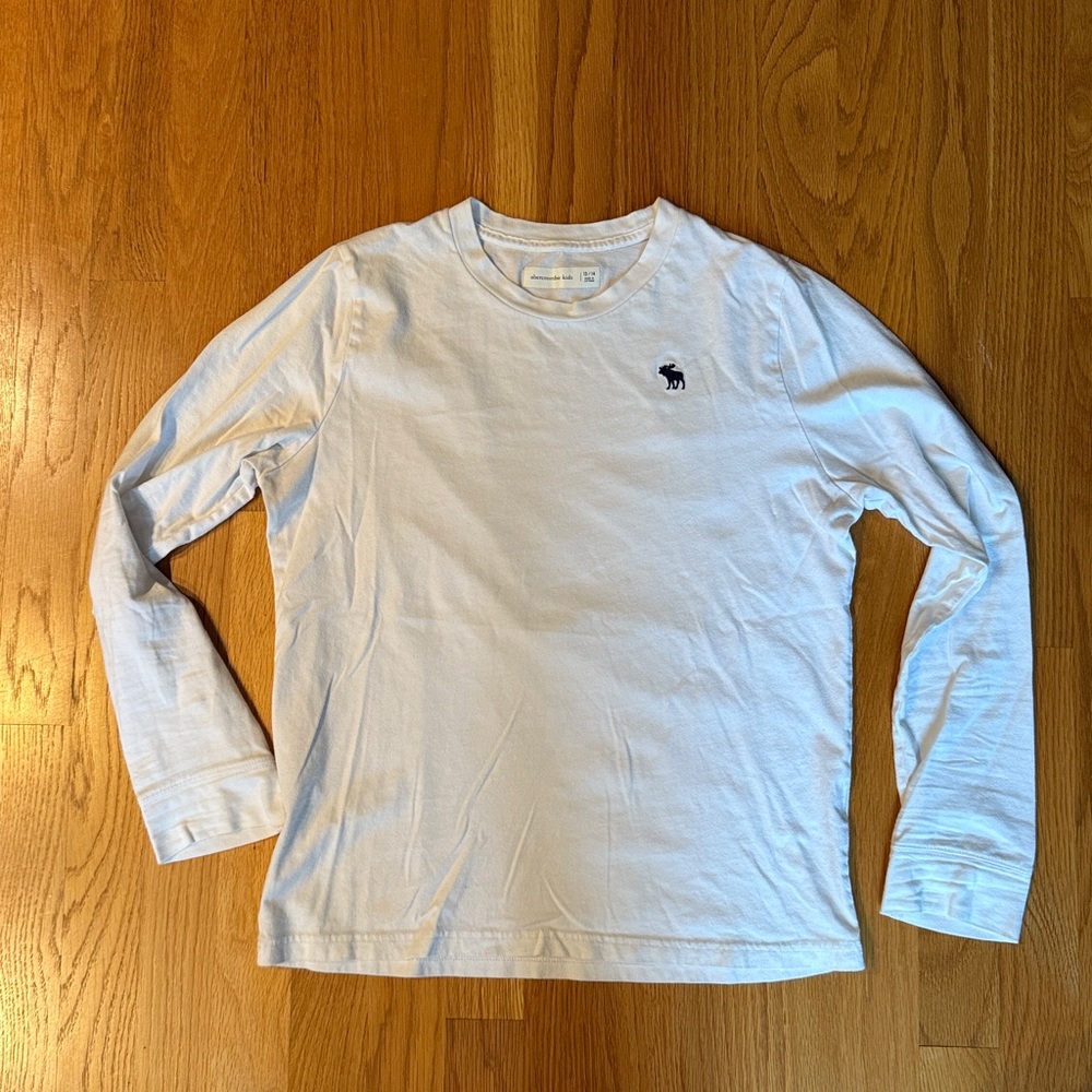 Abercrombie Kids Classic Long Sleeve White Crew Tee